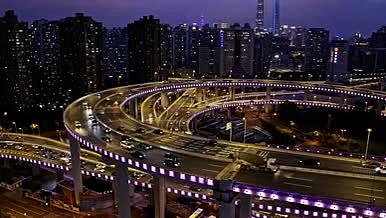 上海城市高架车流2K夜景延时拍摄视频的预览图